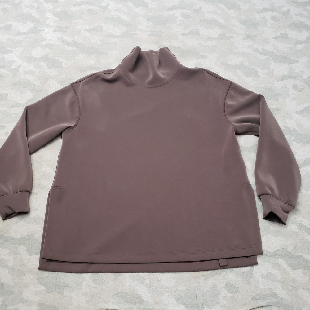 Lululemon Sweater Women Small Brown Mock Neck Pullover Long Sleeve Gym Fitness